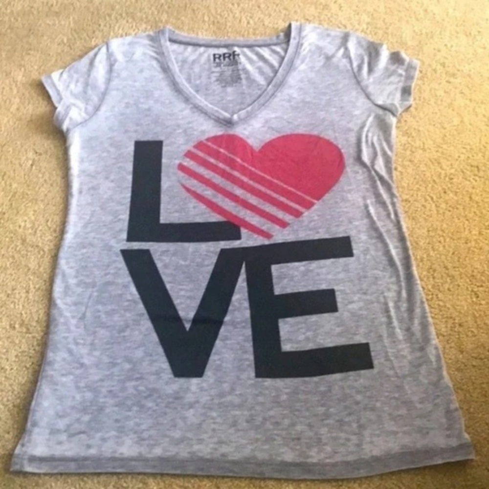 RRR Los Angeles "LOVE" Graphic V-Neck Tee - Romance Retro Rock Size XS